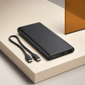 Slim charcoal 10000mAh power bank and charging cable