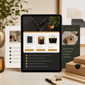 Online Shop Launch Guide displayed on tablet with checklist cards