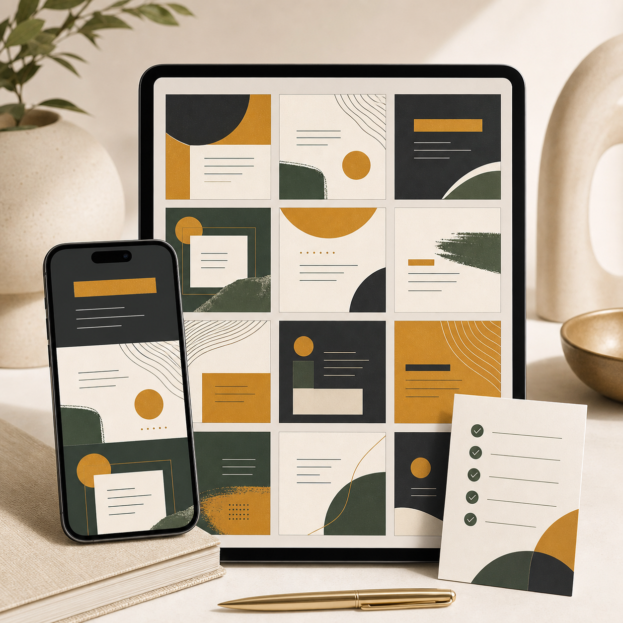 Social Media Launch Kit displayed across phone and tablet mockups