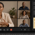 Virtual webinar sponsorship presentation on a laptop with supporting sponsor placement